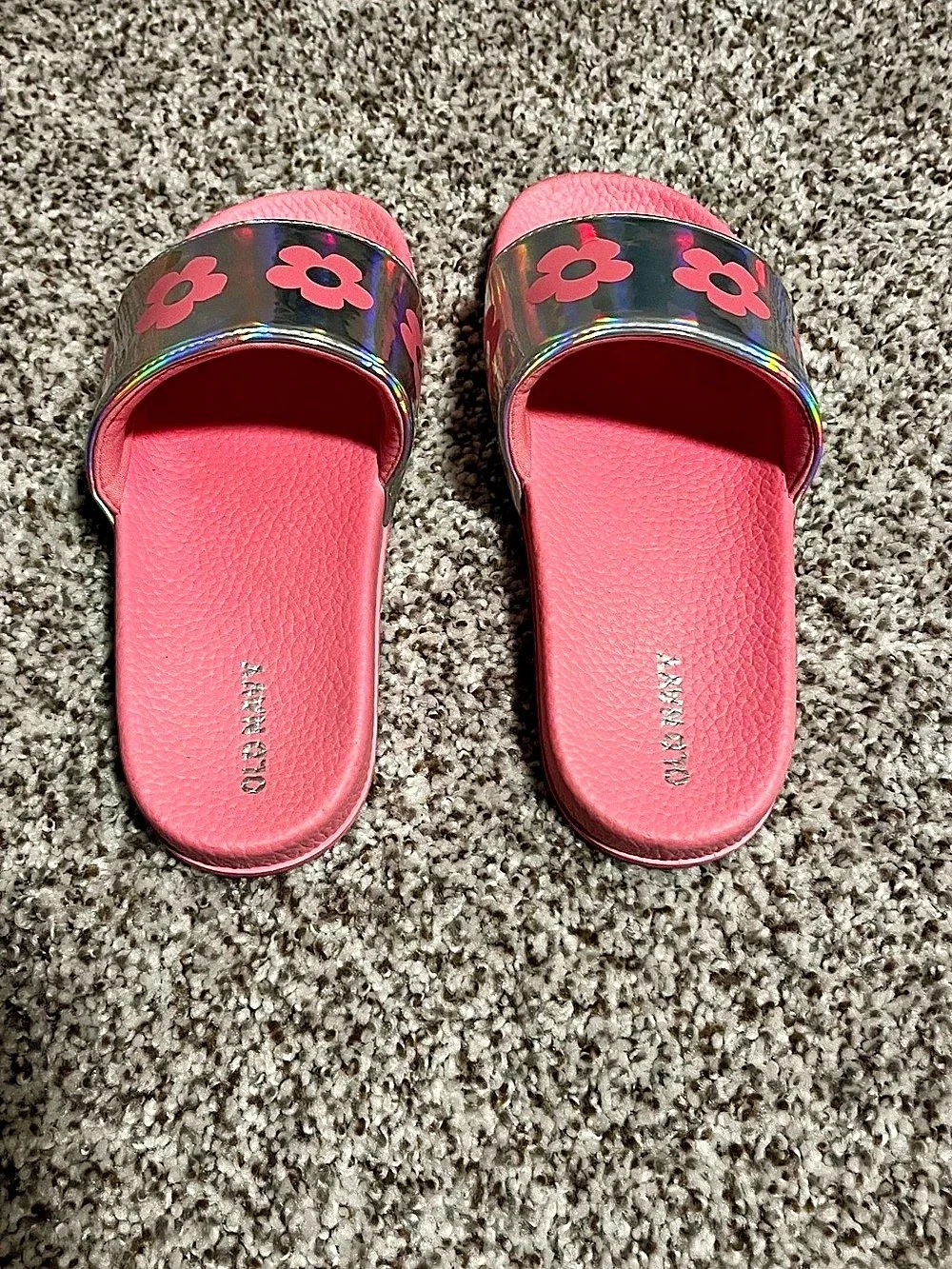 Old Navy Girls Floral Slide Sandals Pin US 1-2 Like New